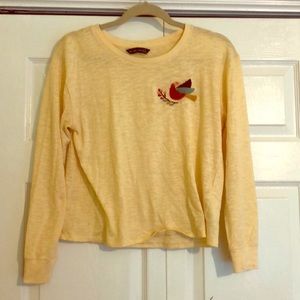 Abercrombie Yellow Long-Sleeve w/ Embroidered Bird